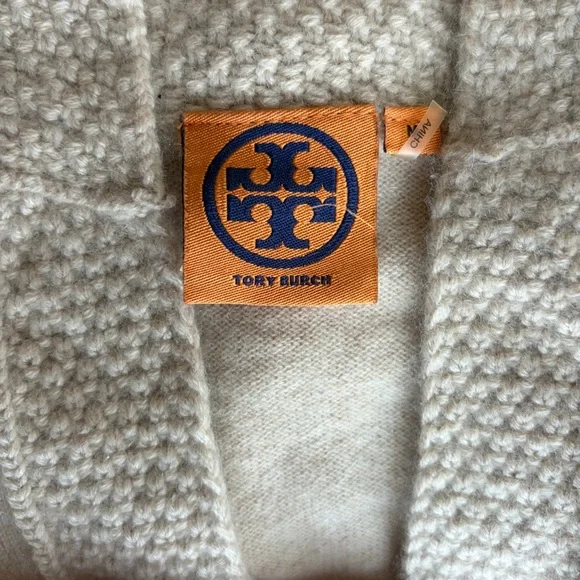 Tory Burch 100% Cashmere V Neck Sweater Beige Size M - Picture 6 of 14